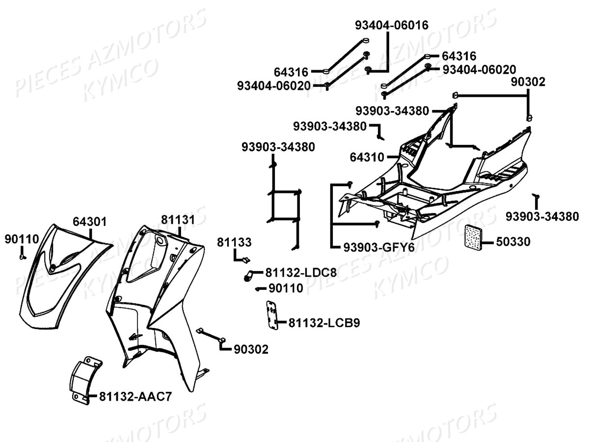 Carenages Avant KYMCO Pieces AGILITY 50 FR 2T EURO2 (KE10CA/KE10CH)