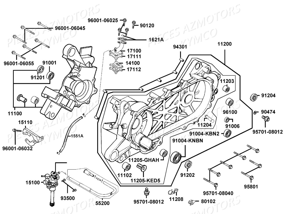 Carters Moteur KYMCO Pieces AGILITY 50 FR 2T EURO2 (KE10CA/KE10CH)