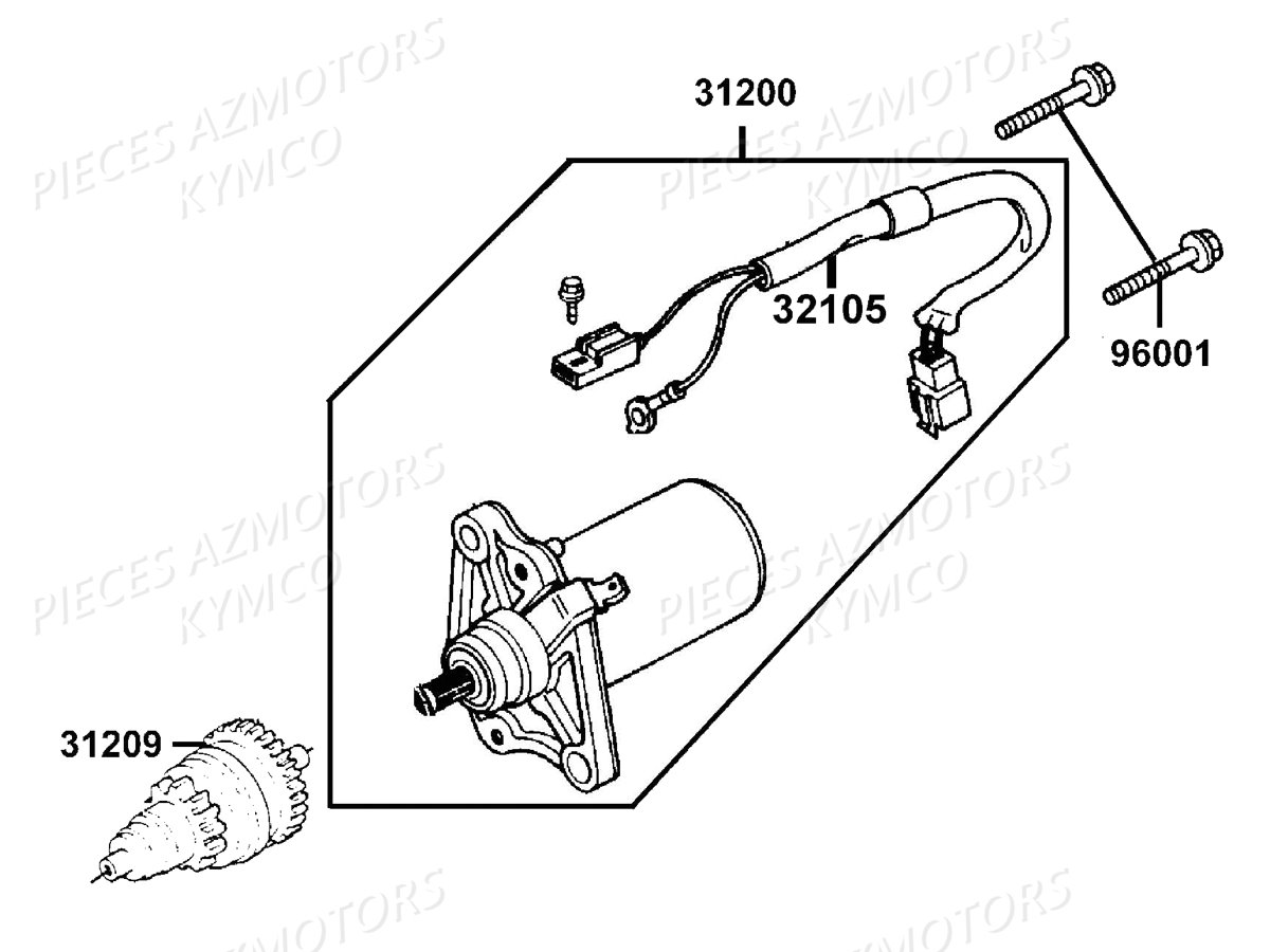 Demarreur KYMCO Pieces AGILITY 50 FR 2T EURO2 (KE10CA/KE10CH)