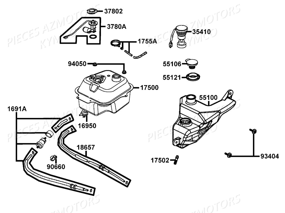 Reservoir A Carburant KYMCO Pieces AGILITY 50 FR 2T EURO2 (KE10CA/KE10CH)