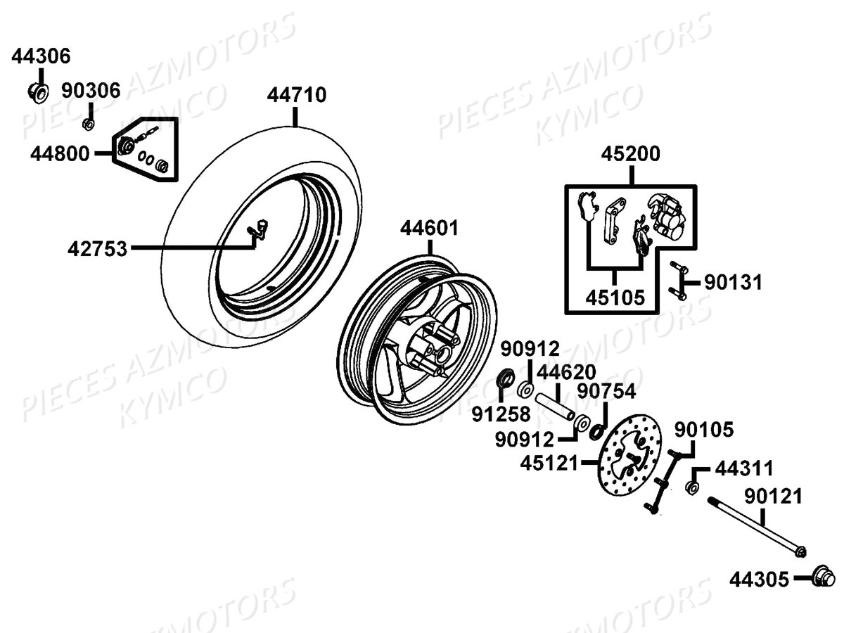 ROUE_AVANT KYMCO Pièces Pieces AGILITY 50 FR 2T EURO2 (KE10CA/KE10CH)