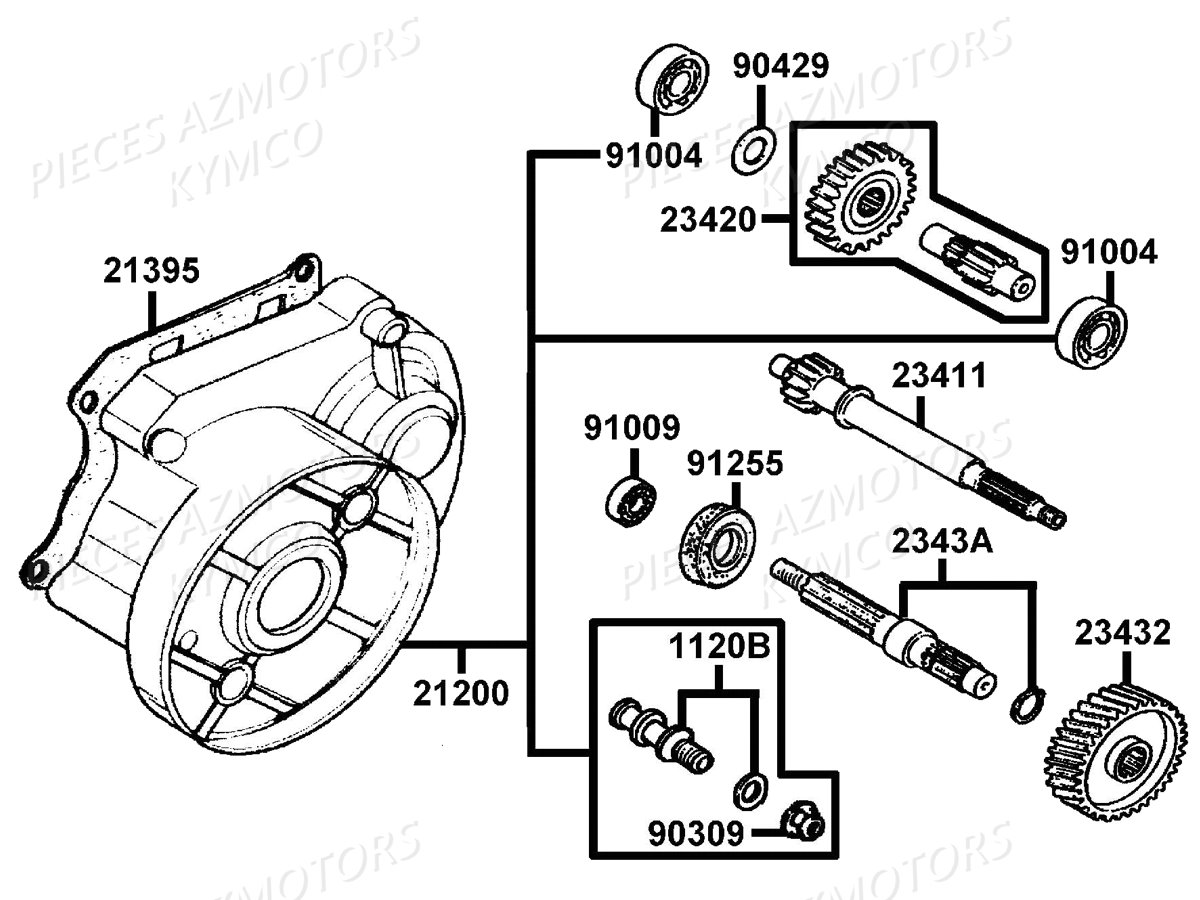 Transmission KYMCO Pieces AGILITY 50 FR 2T EURO2 (KE10CA/KE10CH)