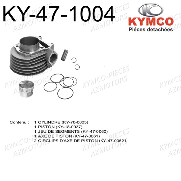 1 Set Cylindre Piston KYMCO Pieces AGILITY 50 - LA POSTE -