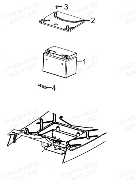 Batterie KYMCO Pieces AGILITY 50 - LA POSTE -