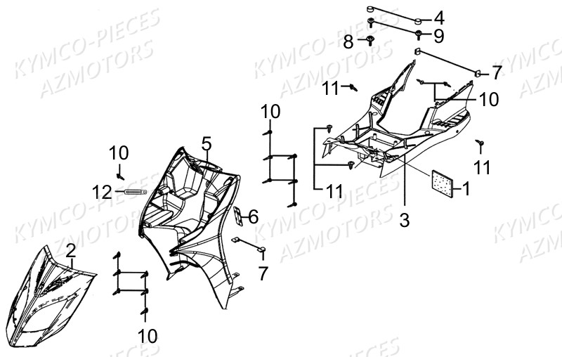 Carenages Avant KYMCO Pieces AGILITY 50 - LA POSTE -