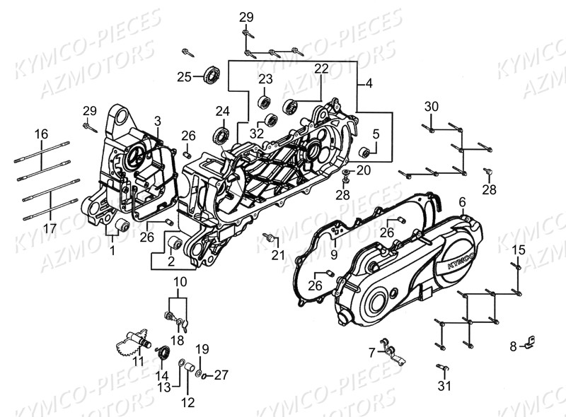 Carters Moteur KYMCO Pieces AGILITY 50 - LA POSTE -