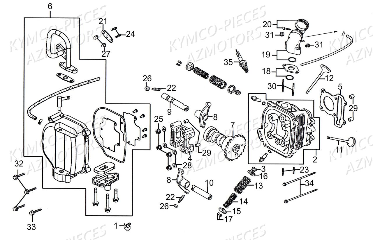 Culasse KYMCO Pieces AGILITY 50 - LA POSTE -