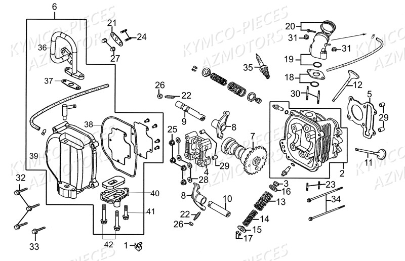 Culasse 2 KYMCO Pieces AGILITY 50 - LA POSTE -