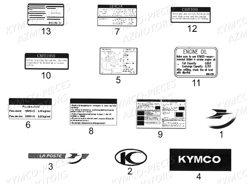 Decors Label KYMCO Pieces AGILITY 50 - LA POSTE -