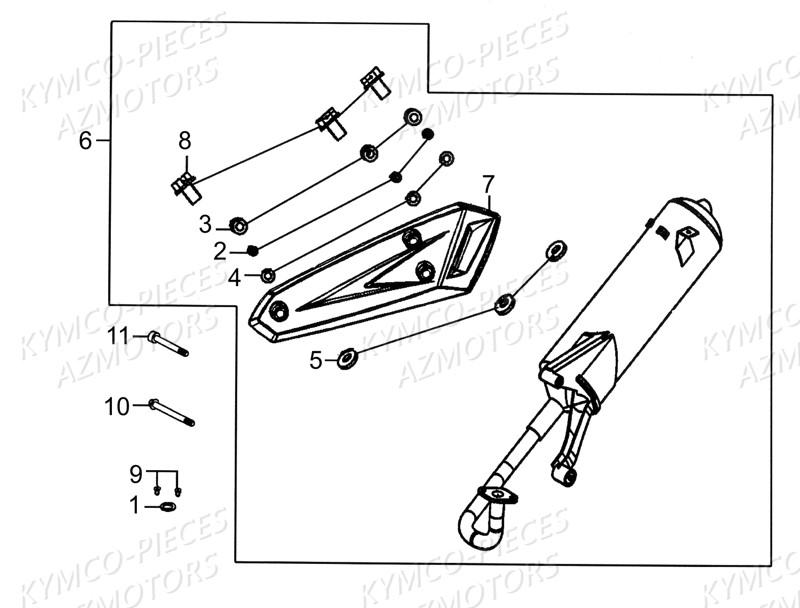 Echappement KYMCO Pieces AGILITY 50 - LA POSTE -