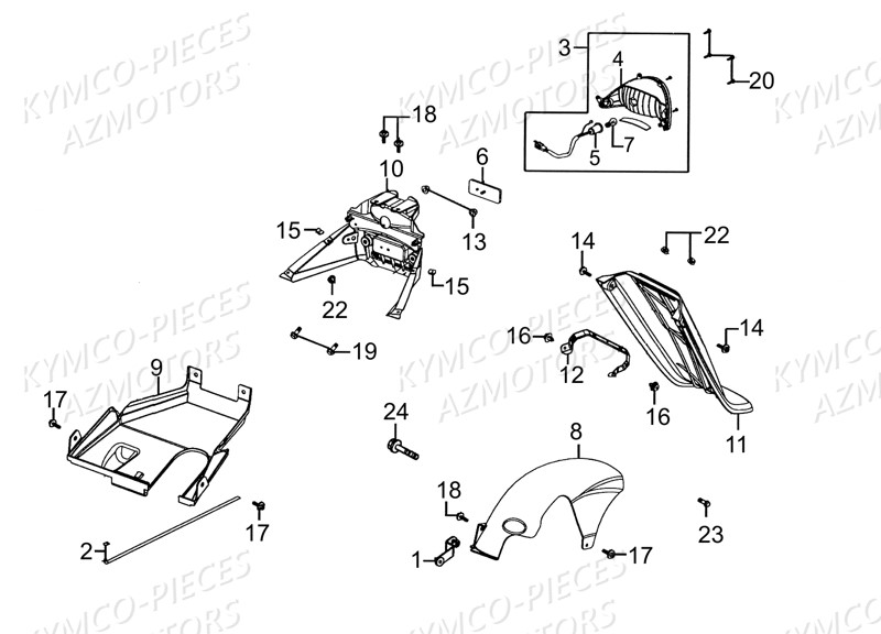 Feu Arriere KYMCO Pieces AGILITY 50 - LA POSTE -