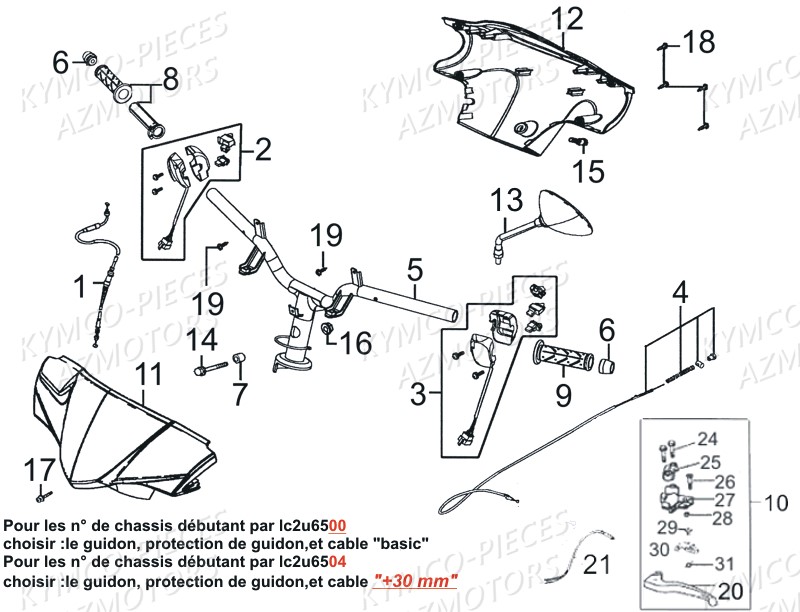 Guidon KYMCO Pieces AGILITY 50 - LA POSTE -