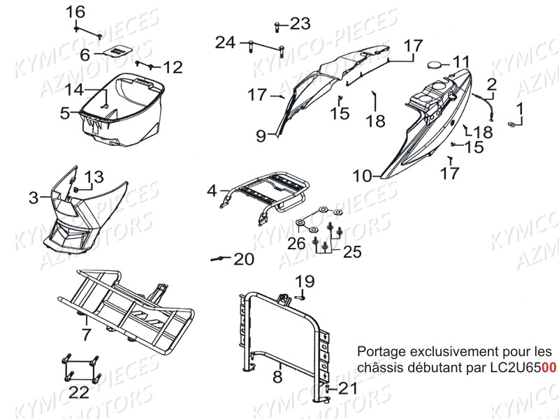 Porte Charge Carenage Arriere KYMCO Pieces AGILITY 50 - LA POSTE -