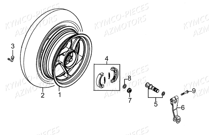 Roue Arriere KYMCO Pieces AGILITY 50 - LA POSTE -