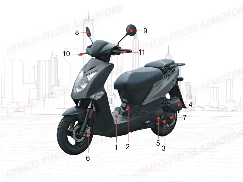 1 Consommables Revision KYMCO Pièces AGILITY 50 MMC 10 4T EURO 2 (KD10CK)