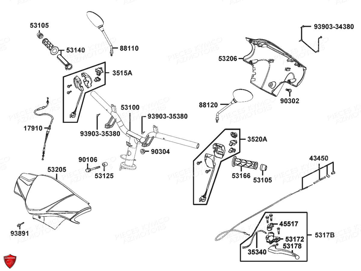 GUIDON RETROVISEURS pour AGILITY 50 MMC 10P E2