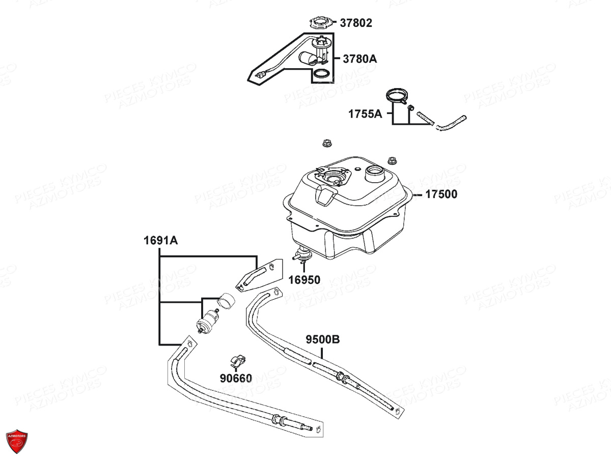 Reservoir A Carburant KYMCO Pièces AGILITY 50 MMC 10 4T EURO 2 (KD10CK)