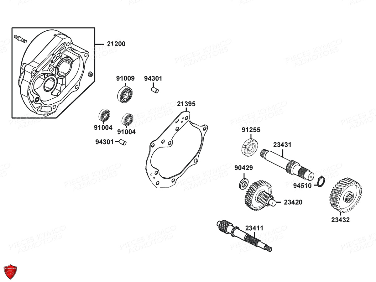 Transmission KYMCO Pièces AGILITY 50 MMC 10 4T EURO 2 (KD10CK)