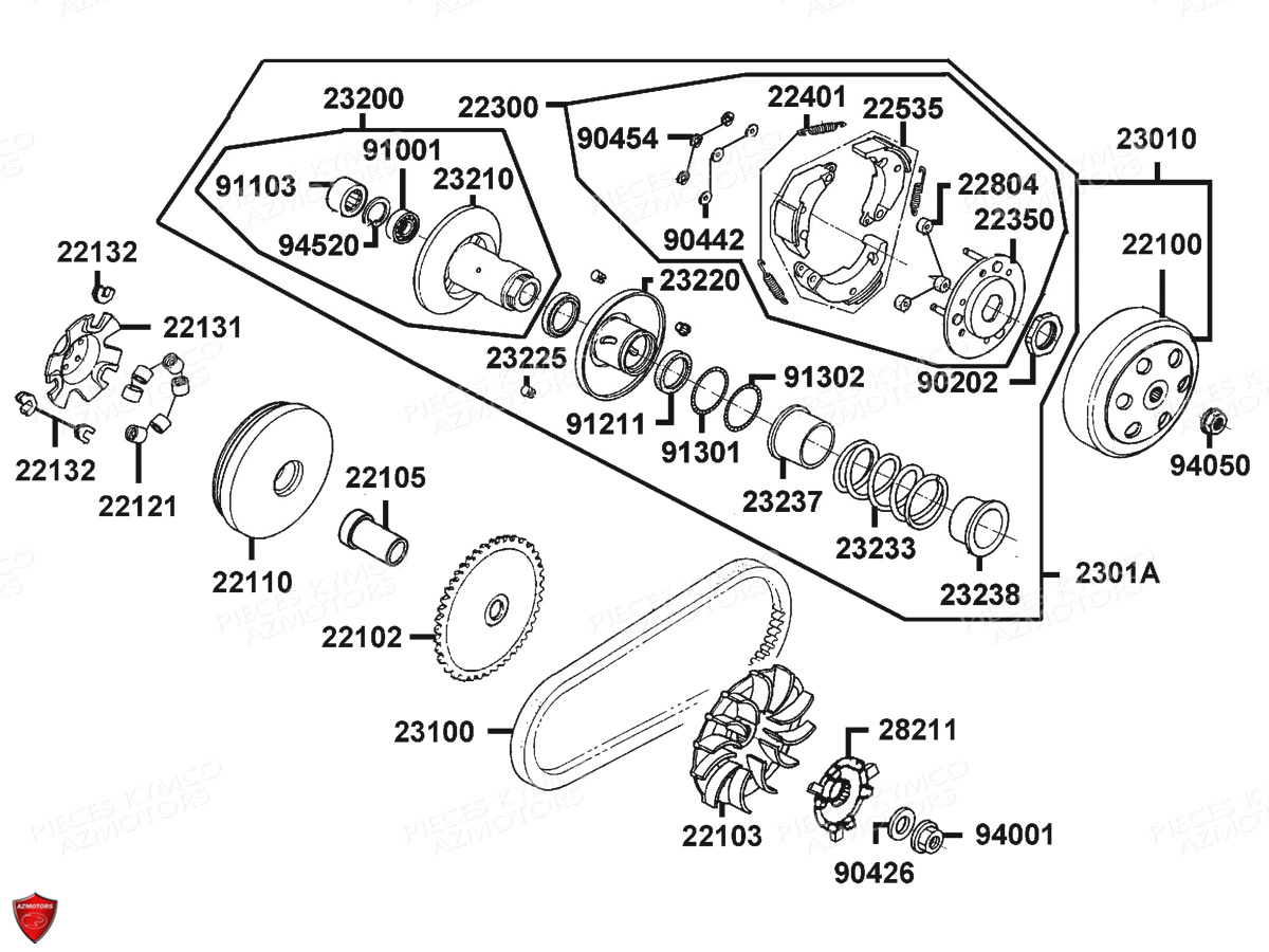 VARIATEUR EMBRAYAGE KYMCO AGILITY 50 MMC 10P E2