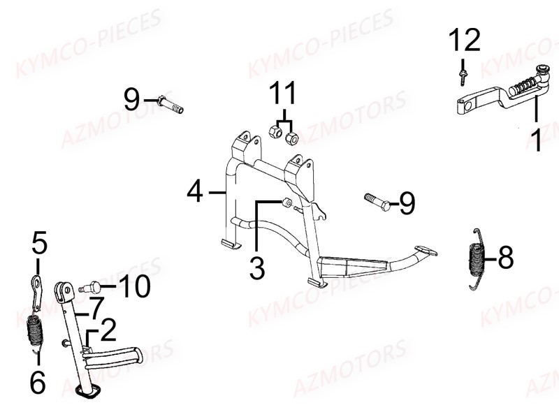 BEQUILLE KICK DE DEMARRAGE AZMOTORS AGILITY 50 MMC 12P