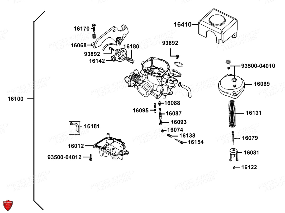 Carburation KYMCO Pieces AGILITY 50 MMC 12 4T EURO2 (KG10CU)