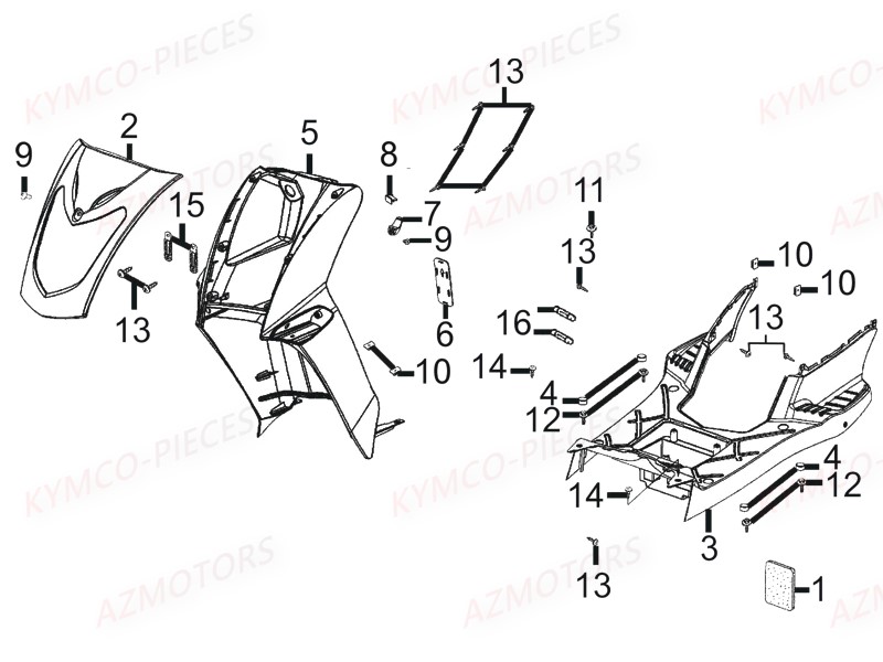 CARENAGES AVANTS AZMOTORS AGILITY 50 MMC 12P