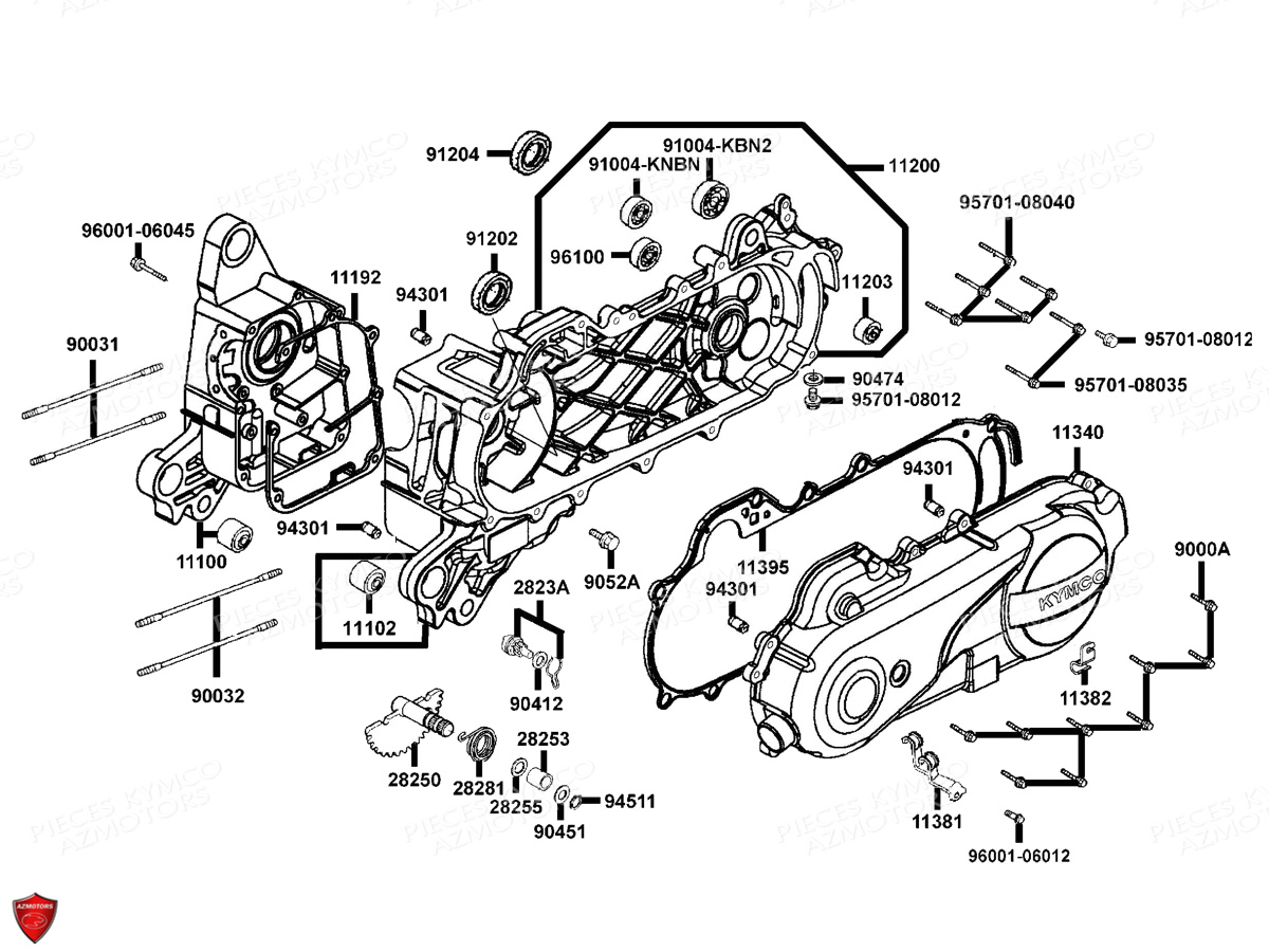 Carters Moteur KYMCO Pieces AGILITY 50 MMC 12 4T EURO2 (KG10CU)