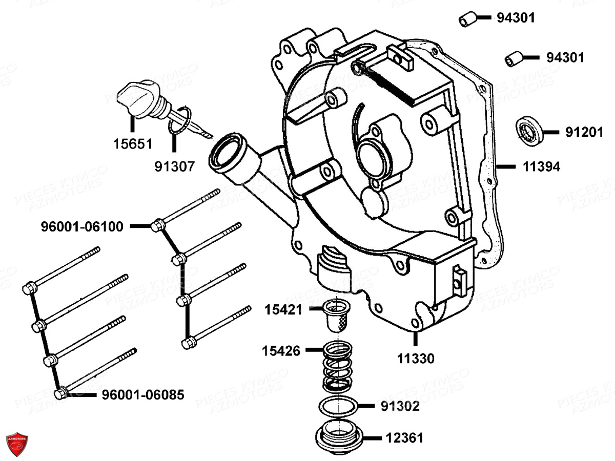 Carter Droit KYMCO Pieces AGILITY 50 MMC 12 4T EURO2 (KG10CU)