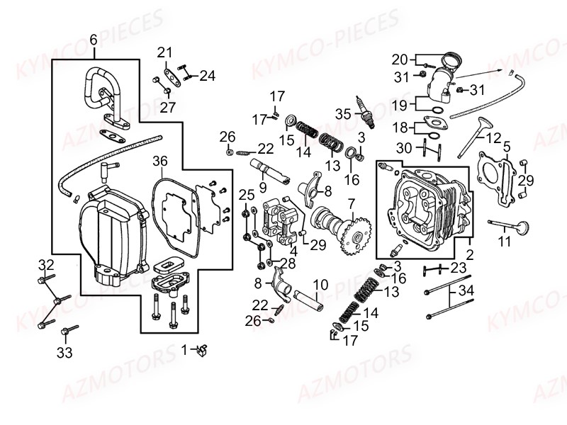 CULASSE DISTRIBUTION AZMOTORS AGILITY 50 MMC 12P