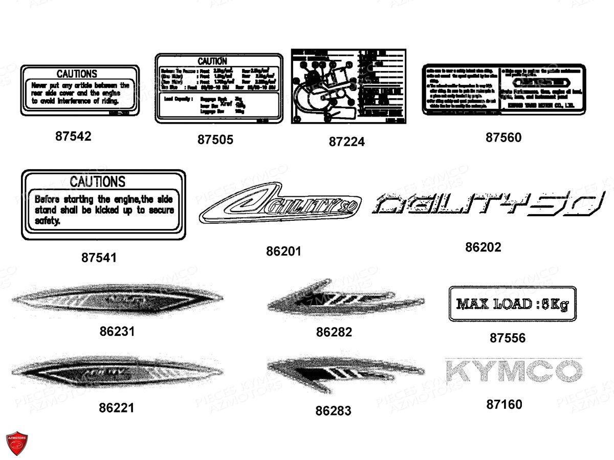 Decors KYMCO Pieces AGILITY 50 MMC 12 4T EURO2 (KG10CU)