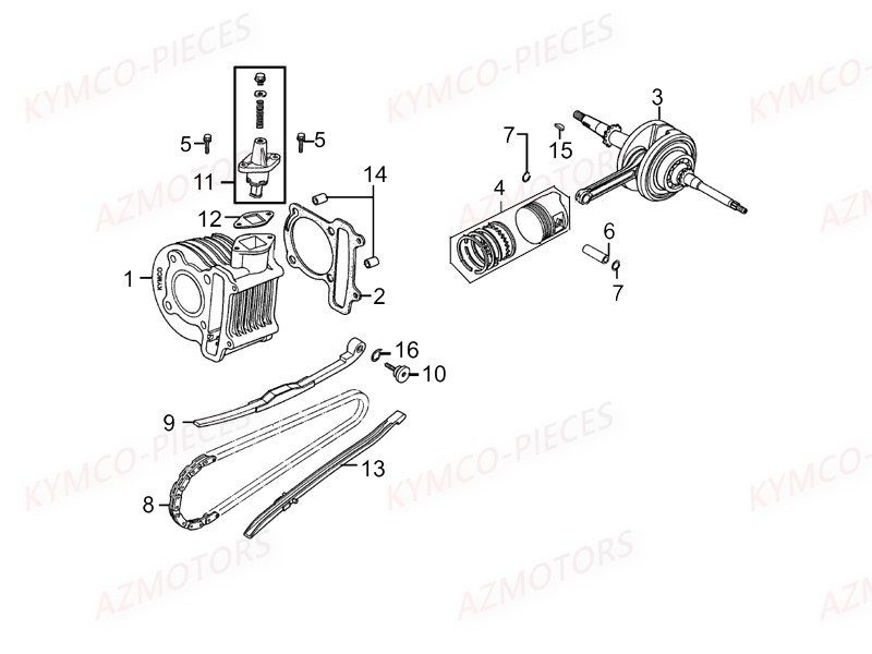 PISTON VILEBREQUIN AZMOTORS AGILITY 50 MMC 12P