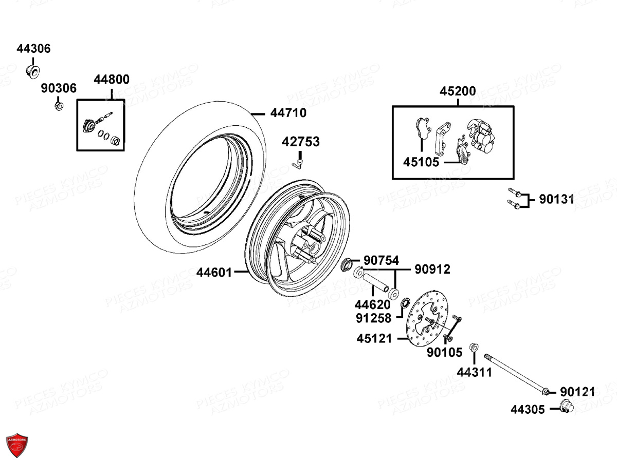 Roue Avant KYMCO Pieces AGILITY 50 MMC 12 4T EURO2 (KG10CU)