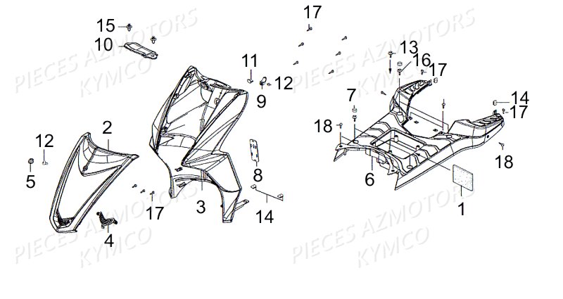 Carenages Avant KYMCO Pièces AGILITY 50 RS NAKED 2T EURO2 (KE10BB)