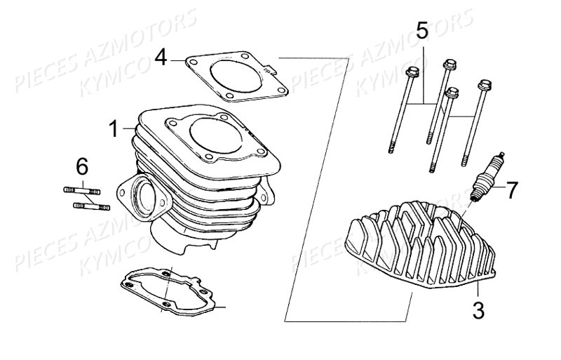 CYLINDRE KYMCO Pièces AGILITY 50 RS NAKED 2T EURO2 (KE10BB)
