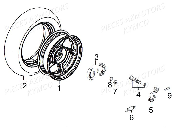 Roue Arriere KYMCO Pièces AGILITY 50 RS NAKED 2T EURO2 (KE10BB)