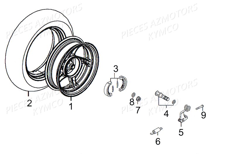 ROUE ARRIERE KYMCO AGILITY 50 NAKED 2T