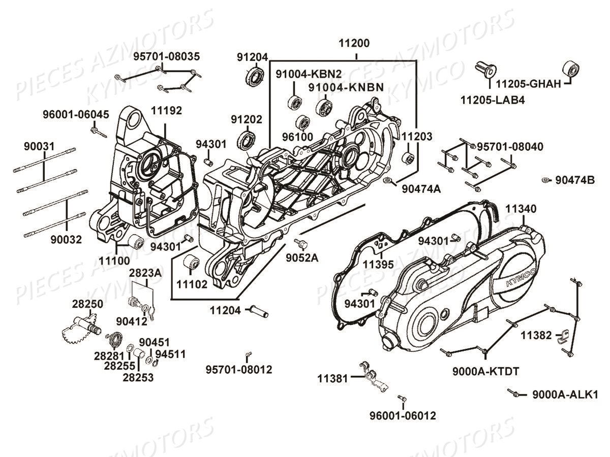 Carters Moteur KYMCO Pièces AGILITY 50 NAKED RENOUVO 4T EURO4 (KN10CA/KN10CB)