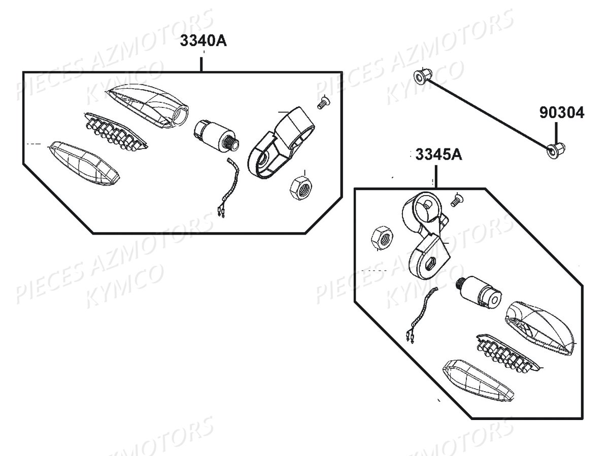 Clignotants KYMCO Pièces AGILITY 50 NAKED RENOUVO 4T EURO4 (KN10CA/KN10CB)