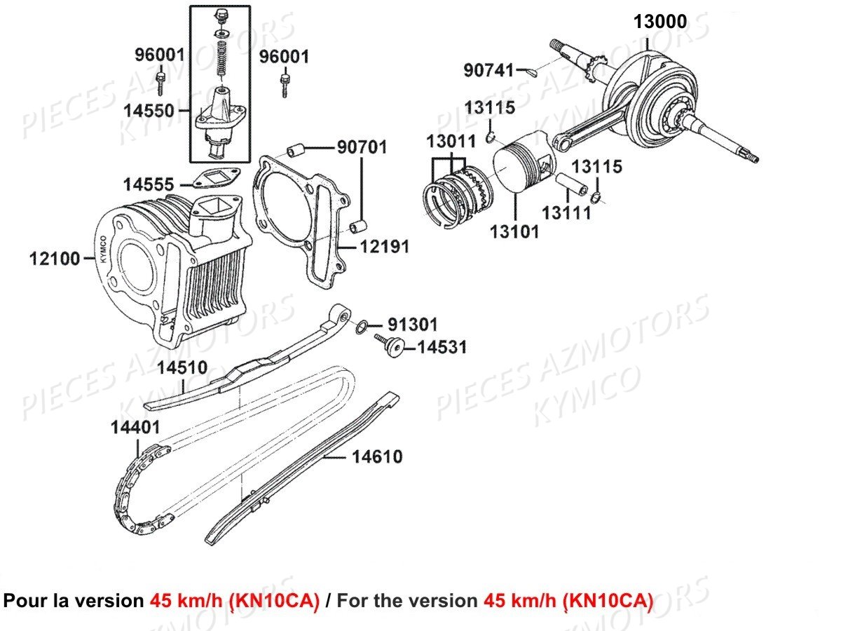 CYLINDRE_PISTON_KN10CA_25KM KYMCO AGILITY 50 NAKED RENOUVO 4T EURO 4 (KN10CA/KN10CB)