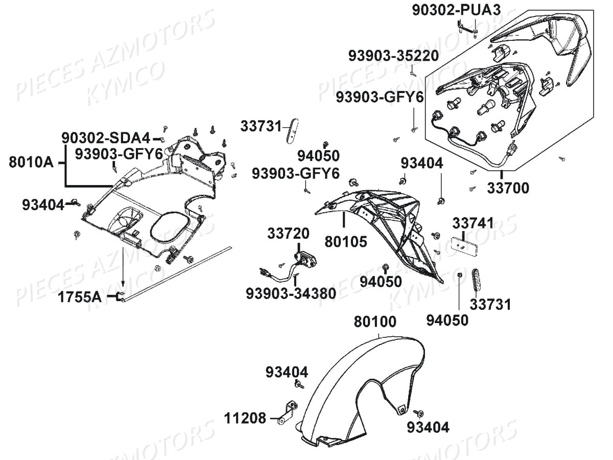 Feu Arriere KYMCO Pièces AGILITY 50 NAKED RENOUVO 4T EURO4 (KN10CA/KN10CB)