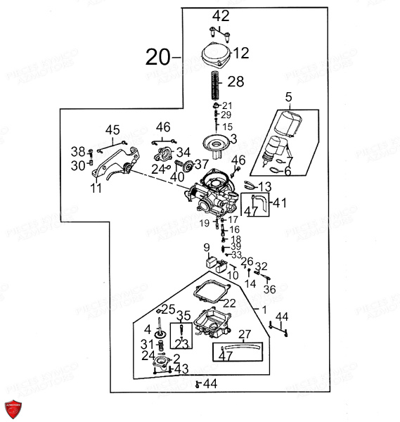 CARBURATEUR KYMCO AGILITY 50 PREMIUM 10 POUCES 4T EURO II (KD10SF)