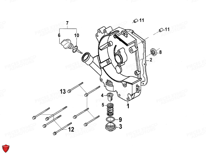 CARTER_DROIT KYMCO AGILITY 50 PREMIUM 10 POUCES 4T EURO II (KD10SF)