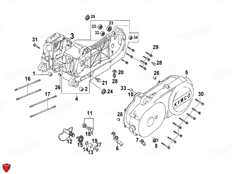 CARTER MOTEUR pour AGILITY 50 PREMIUM