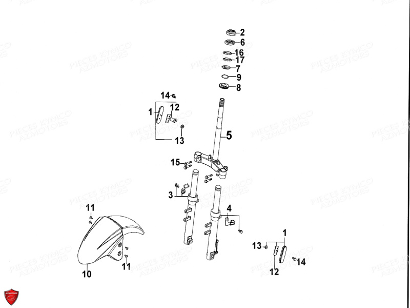 Fourche KYMCO Pièces AGILITY 50 PREMIUM 10 4T EURO II (KD10SF)