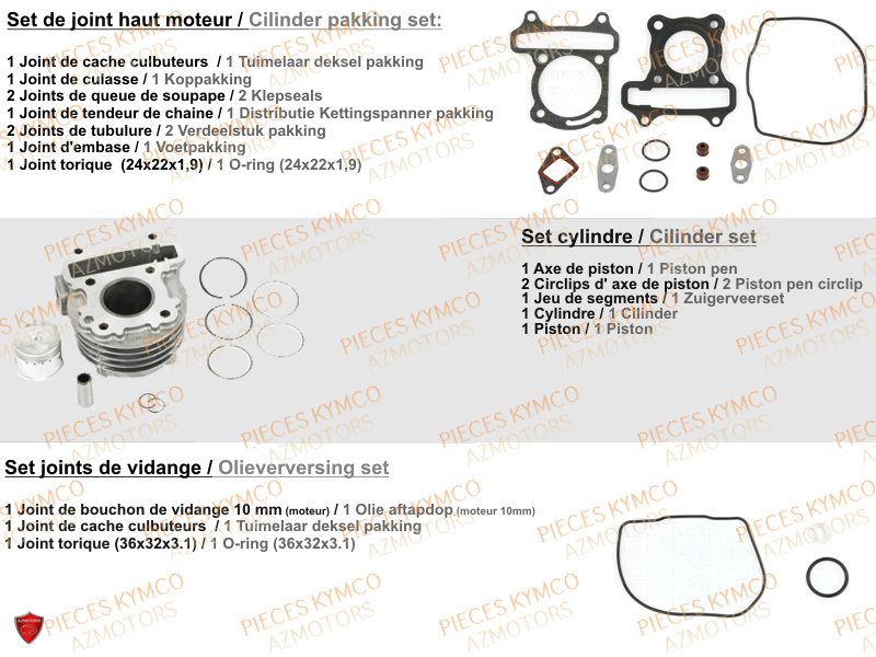 Set Moteur KYMCO Pieces AGILITY 50 NAKED RENOUVO 4T EURO5 (KN10FA/KN10FB/KN10FC)