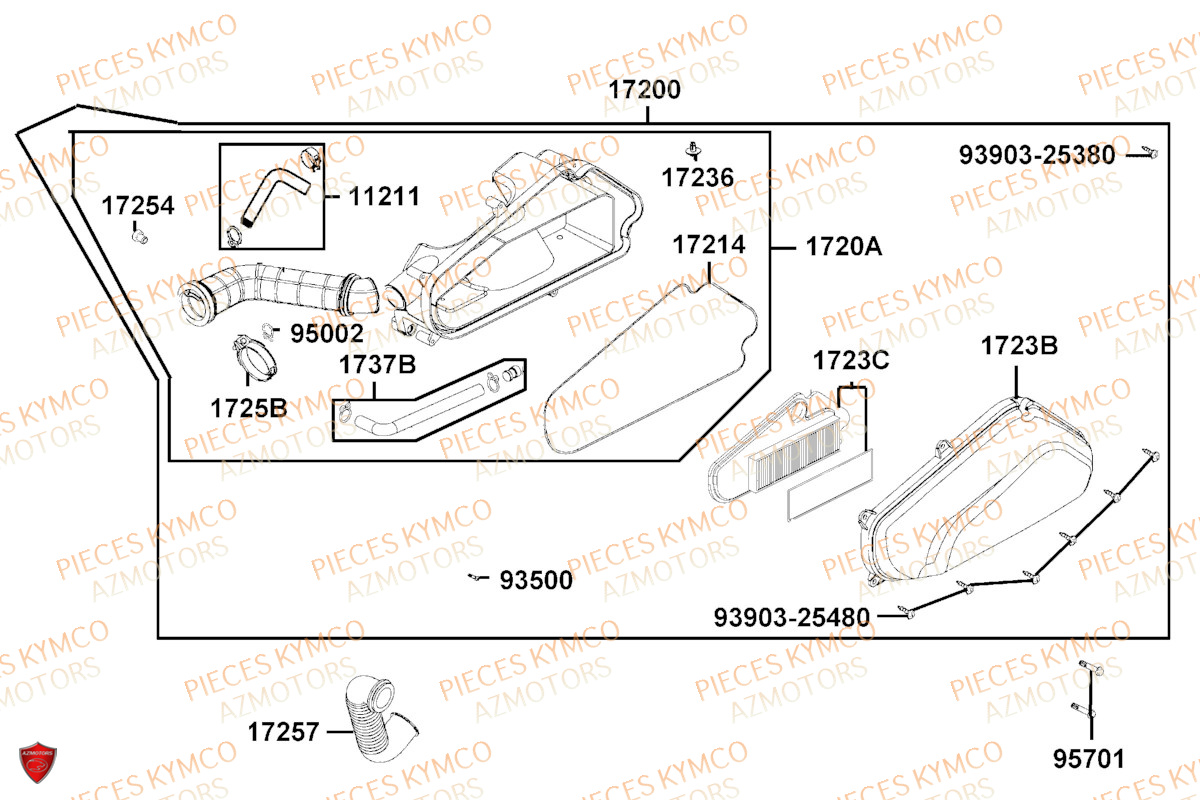 Boite A Air KYMCO Pieces AGILITY 50 NAKED RENOUVO 4T EURO5 (KN10FA/KN10FB/KN10FC)