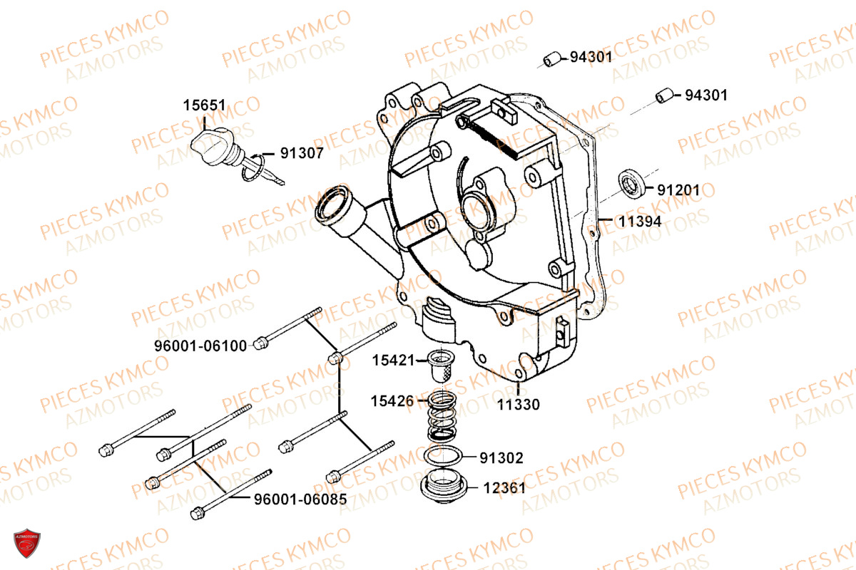 Carter Droit KYMCO Pieces AGILITY 50 NAKED RENOUVO 4T EURO5 (KN10FA/KN10FB/KN10FC)