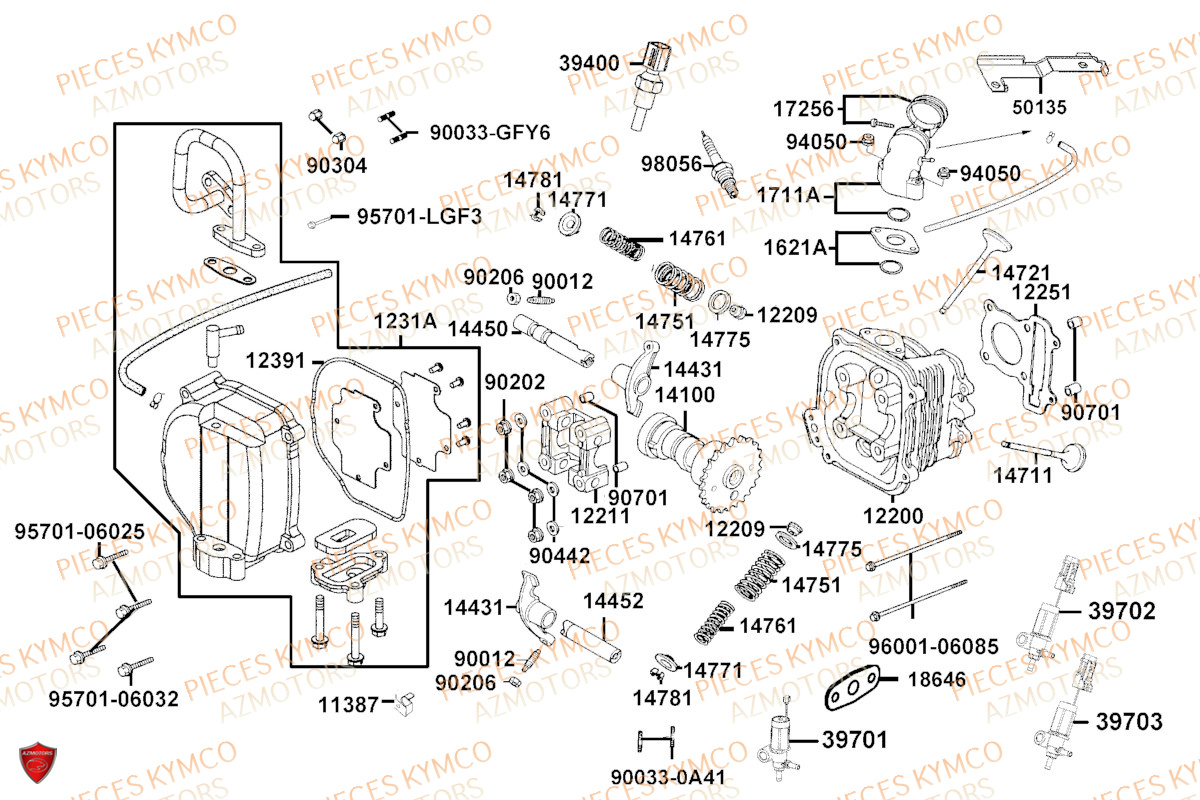 Culasse KYMCO Pieces AGILITY 50 NAKED RENOUVO 4T EURO5 (KN10FA/KN10FB/KN10FC)