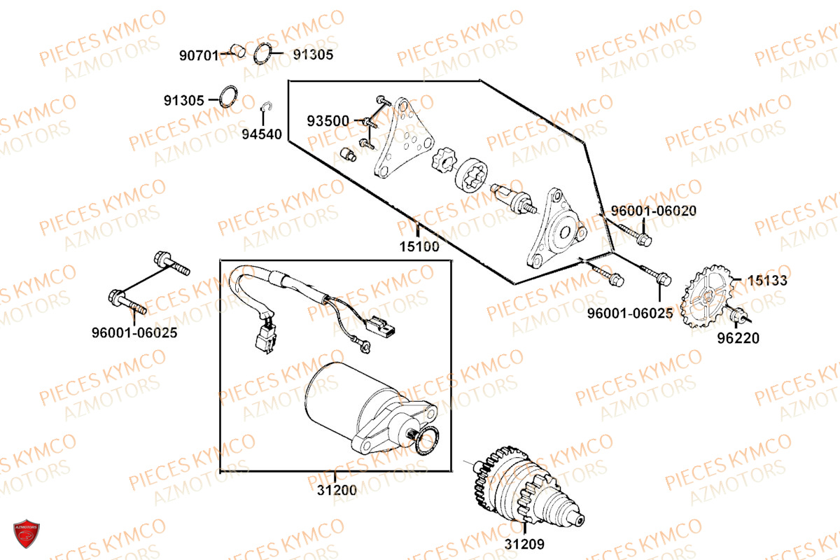 Demarreur KYMCO Pieces AGILITY 50 NAKED RENOUVO 4T EURO5 (KN10FA/KN10FB/KN10FC)
