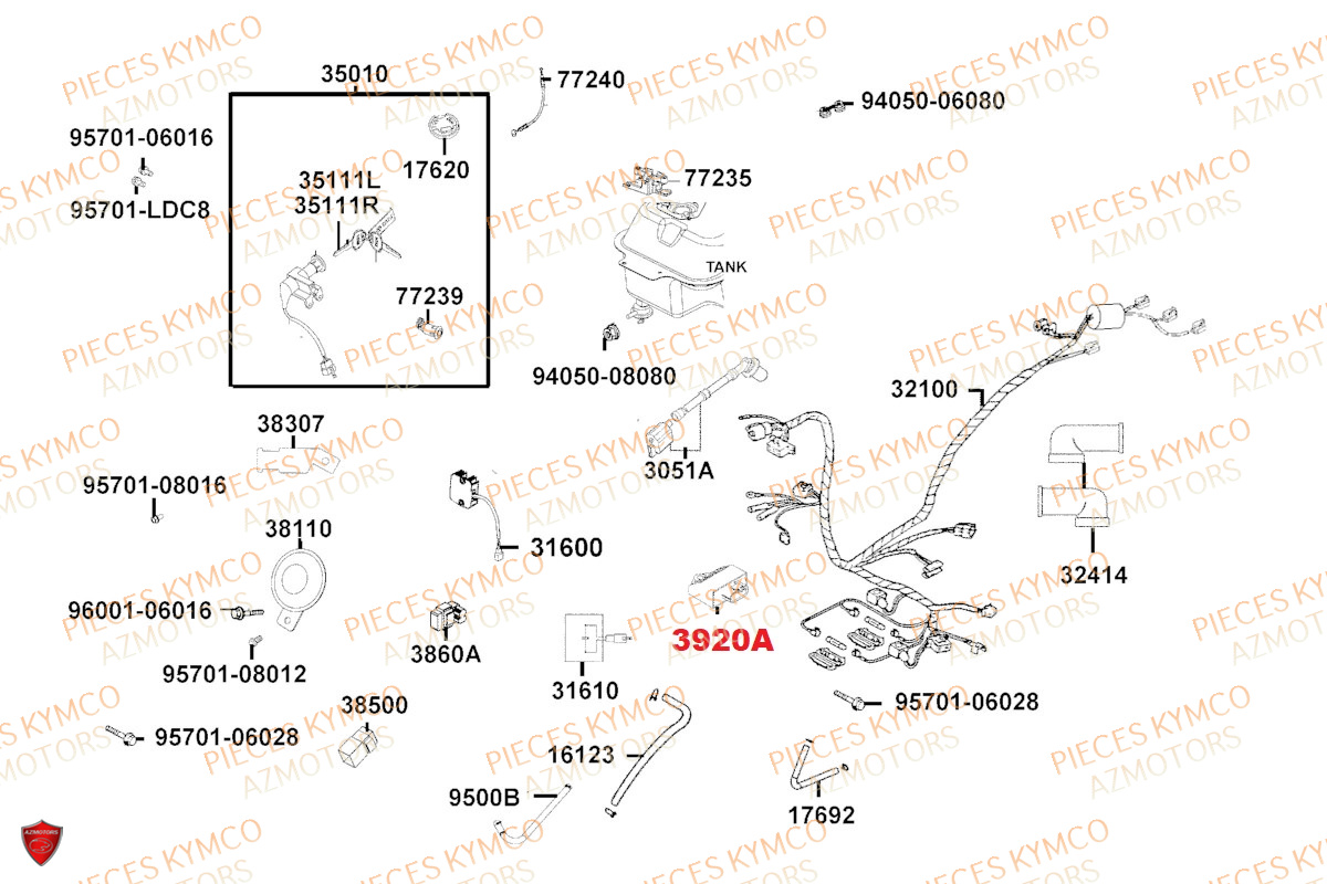 Equipement Electrique KYMCO Pieces AGILITY 50 NAKED RENOUVO 4T EURO5 (KN10FA/KN10FB/KN10FC)